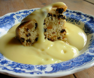 Spotted Dick, the traditional British steamed-fruit sponge pudding
